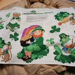 St. Patrick's Day Themed Fabric with Appliqués Sold By Panel